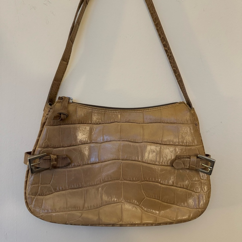 Vintage Tan Alligator Leather Shoulder Bag